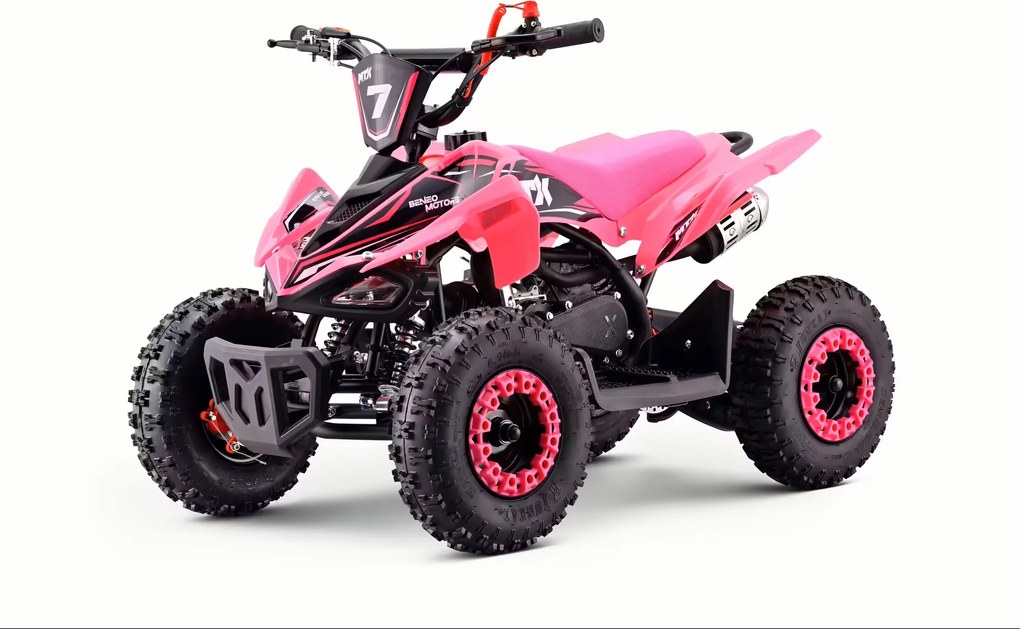 Mini Moto 4 Infantil para crianças 5 a 9 anos 50CC Beneo Motors MTX, velocidade até 40 Km/h com limitador rosa