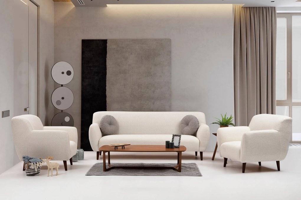 Sofá de 3 Lugares Enna – Bege – 220x87x87 cm