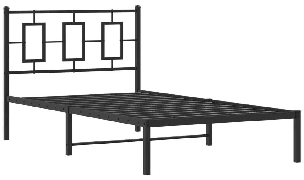 Estrutura de cama com cabeceira 100x200 cm metal preto