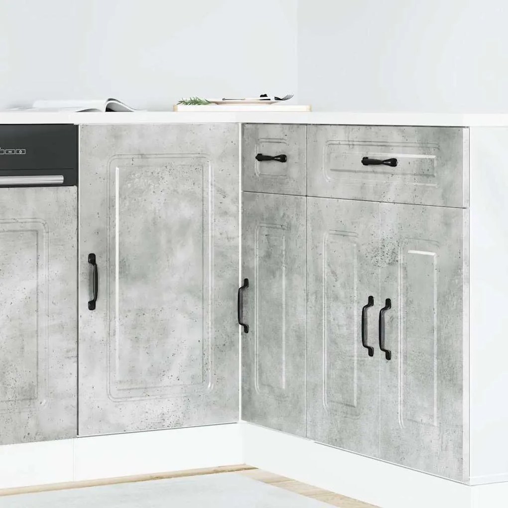 vidaXL Armário baixo de cozinha Kalmar betão madeira projetada cinza
