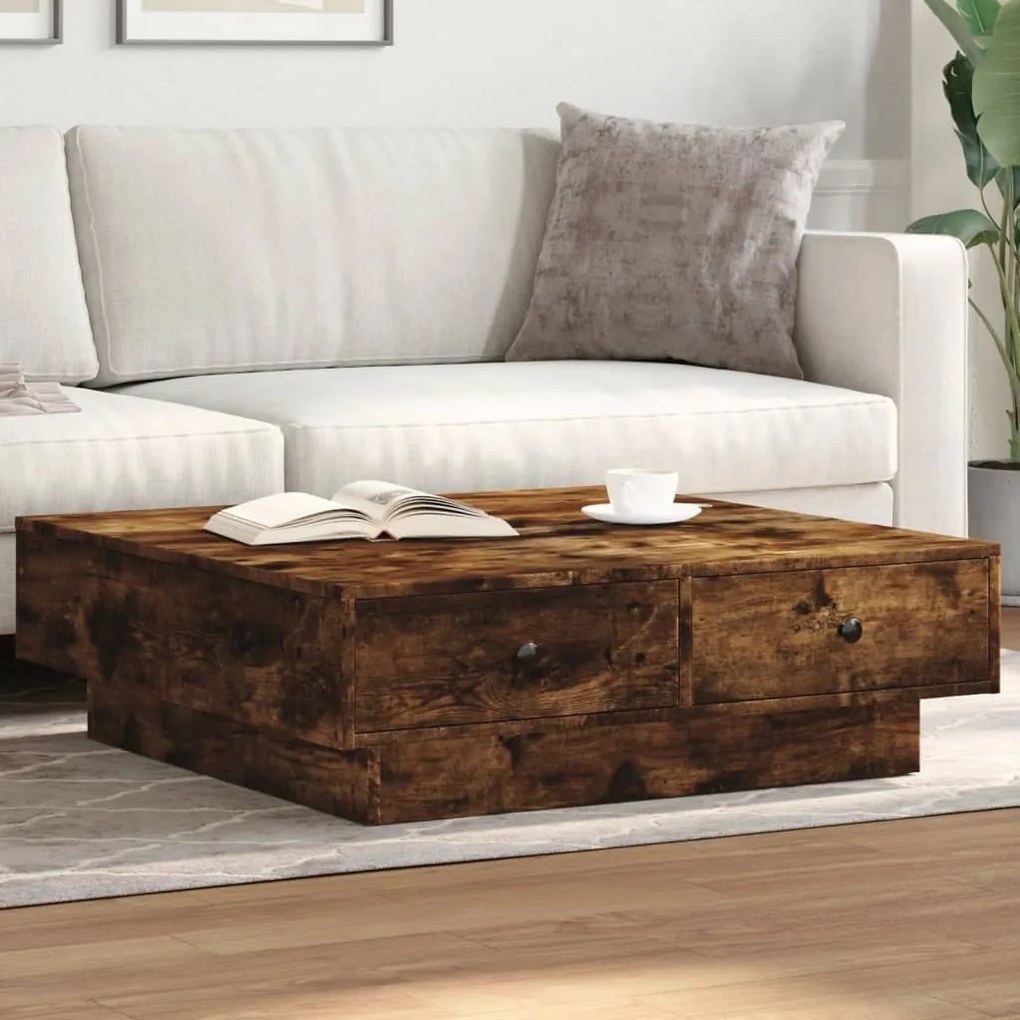 Mesa de centro 90x90x28 cm derivados de madeira carvalho fumado