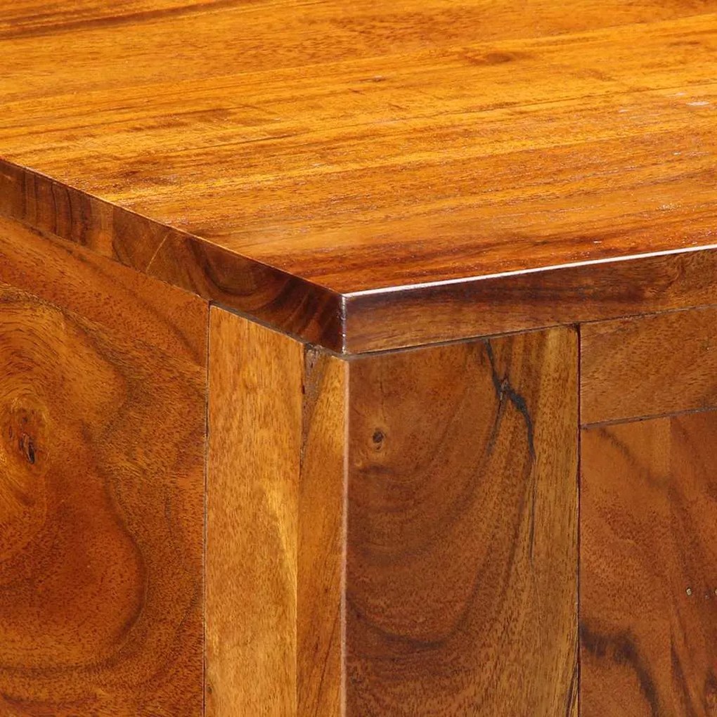 Mesa de Maquilhagem com Espelho Castanho Madeira Sólida de Acácia