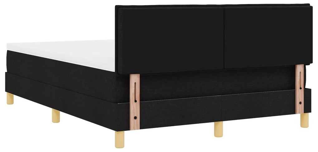 Cama Box Spring com Colchão e LED Preto 140x200 cm Tecido