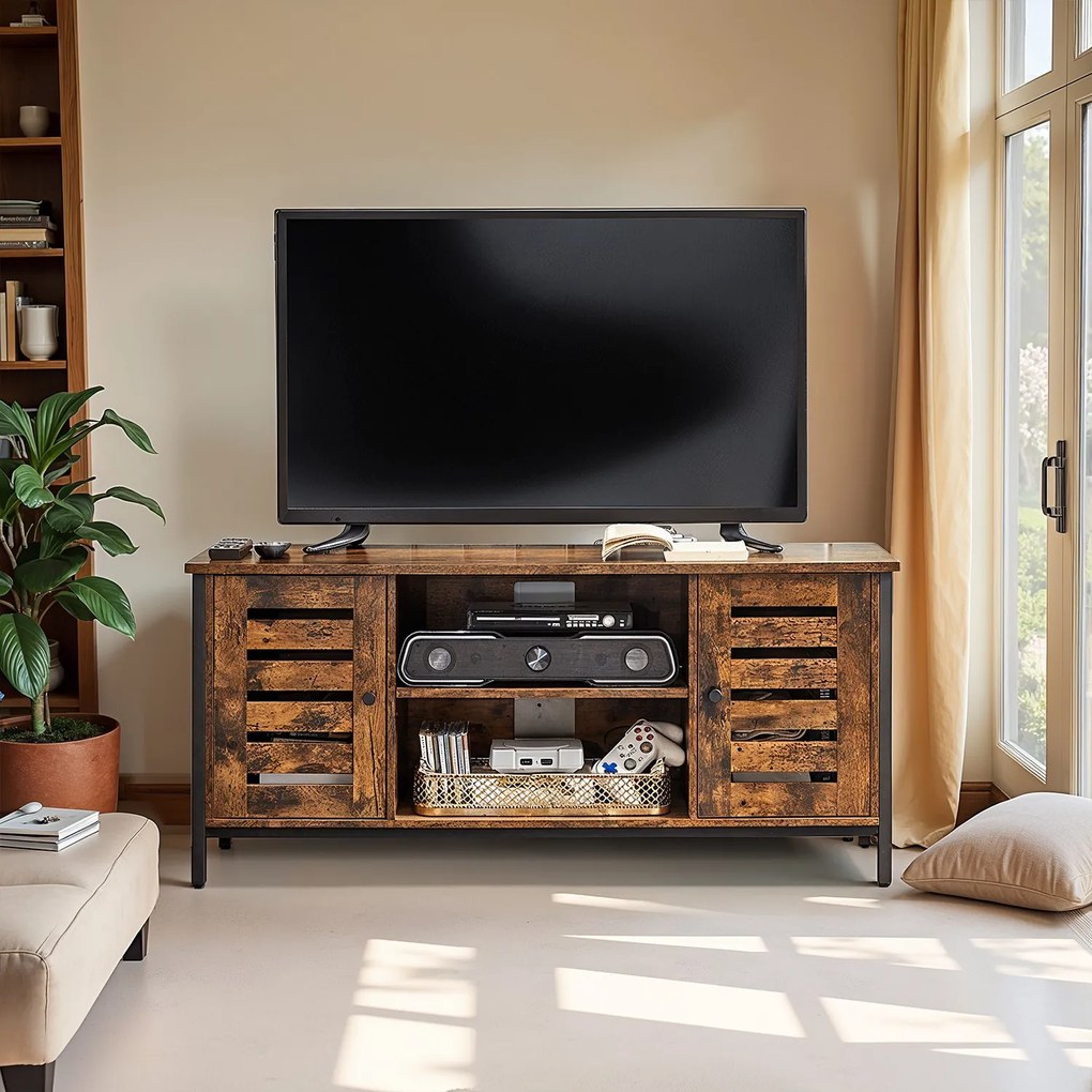 Móvel para TV com 2 armários e 2 prateleiras 110 x 40 x 50 cm vintage/castanho escuro