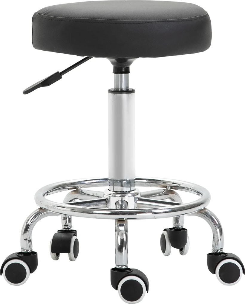 Vinsetto Banqueta com rodízios, banqueta de massagem com altura regulável 50-64 cm e assento acolchoado, giratória 360°, preto | Aosom Portugal