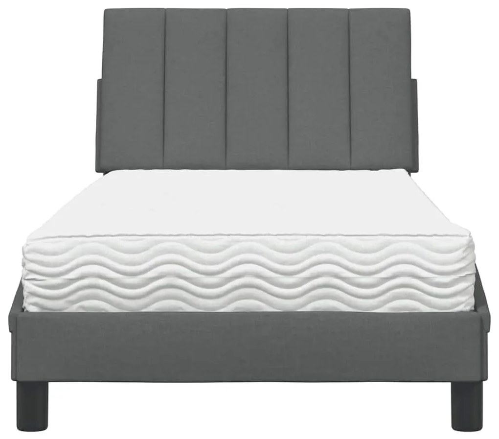 Cama com colchão 80x200 cm tecido cinzento-escuro