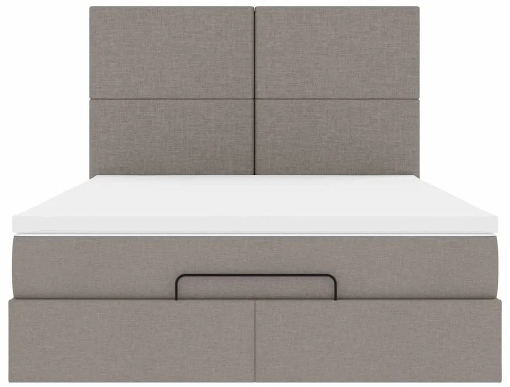 Estrutura de cama otomana com colchão tecido cinzento 140x200cm