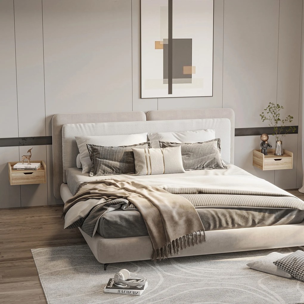 Conjunto de 2 Mesas de Cabeceira de Parede Mesas de Cabeceira Flutuantes com 1 Gaveta 40x30x19,5 cm Madeira