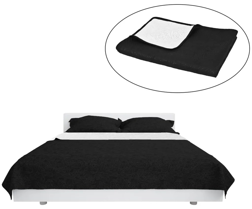 Colcha de dupla face acolchoada 220x240 cm preto e branco