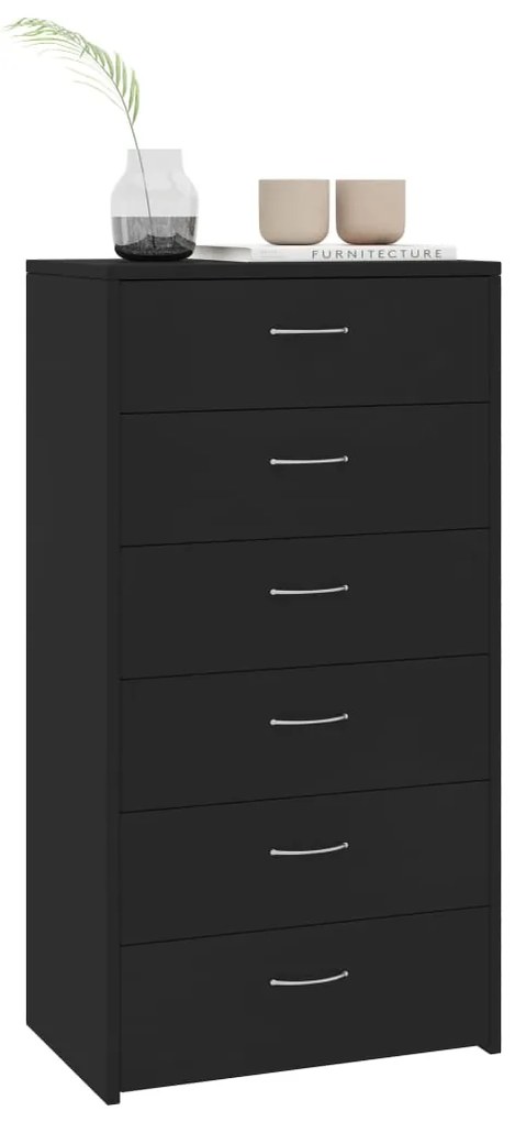 Aparador com 6 gavetas 50x34x96 cm contraplacado preto