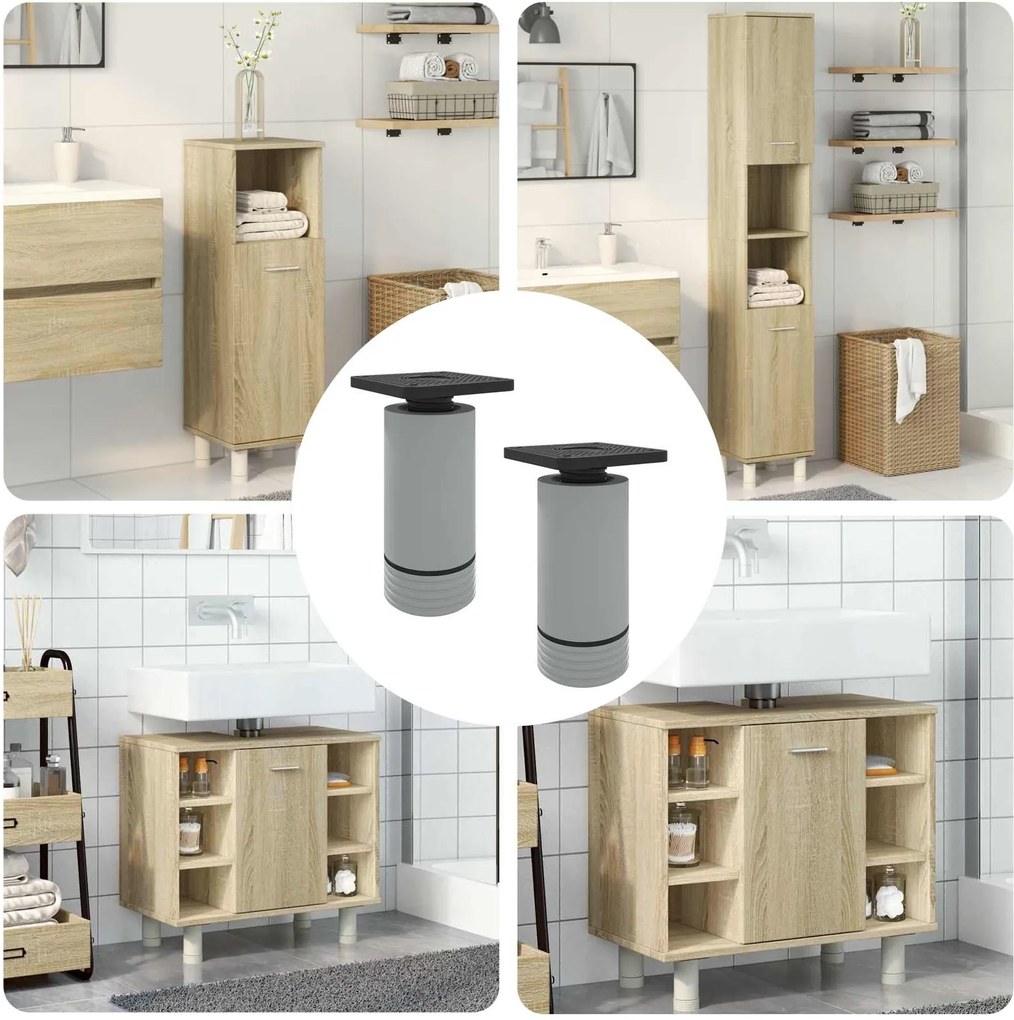 vidaXL Pés de Móveis Ajustável 2 pcs Branco 64 x 64 x 100 mm PP