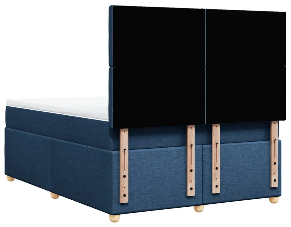 Cama com molas/colchão 160x200 cm tecido azul