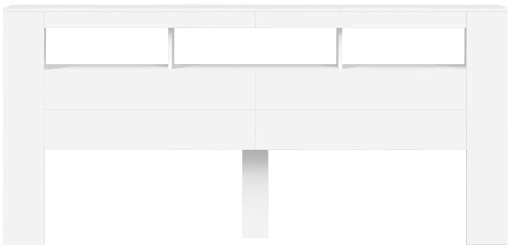 Cabeceira cama c/ LEDs 220x18,5x103,5 cm deriv. madeira branco