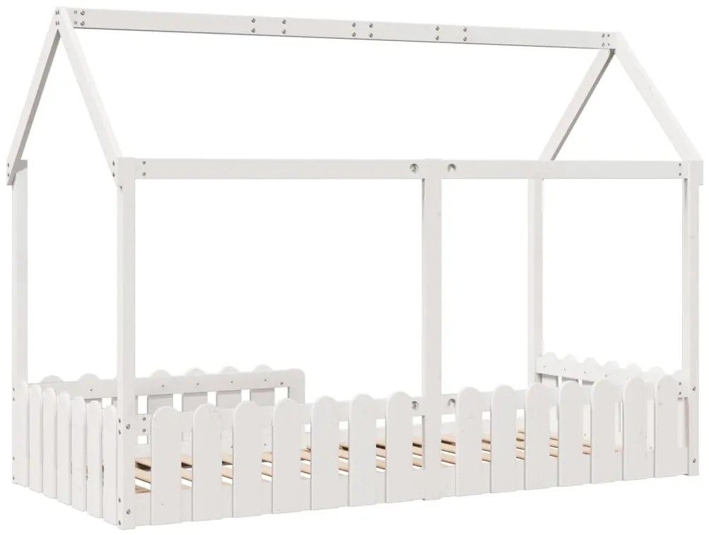 Cama infantil formato de casa 90x200 cm pinho maciço branco