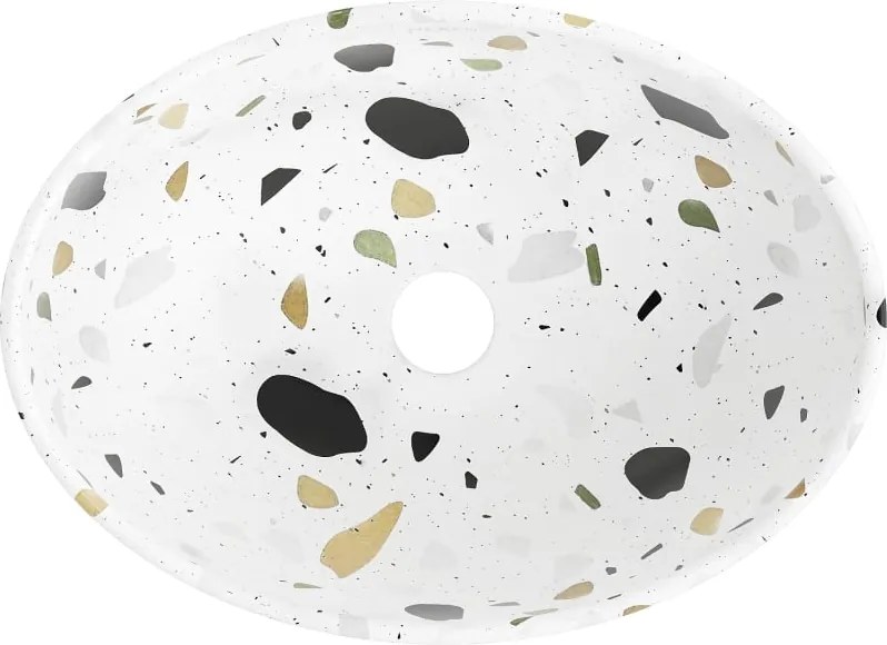 Mexen Elza lavatório de bancada 40 x 33 cm, pedra branca terrazzo - 21014083