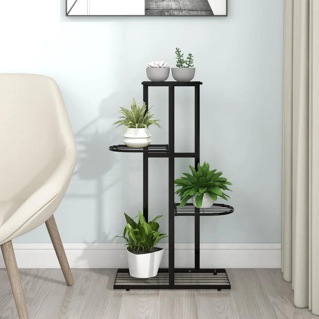 336108 vidaXL Suporte de vasos c/ 4 prateleiras 43x22x76 cm metal preto