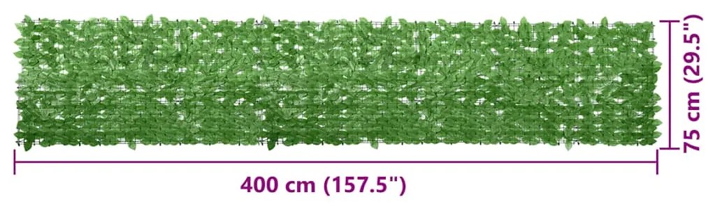 Tela de varanda com folhas verdes 400x75 cm