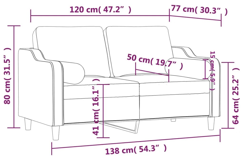 Sofá 2 lugares + almofadas decorativas 120 cm tecido cor creme