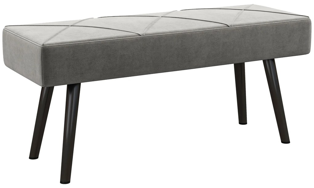 HOMCOM Banco de Pé de Cama Multifuncional e Moderno Banco de Dormitório com Pés de Aço e Assento Acolchoado 100x36x45 cm Cinza