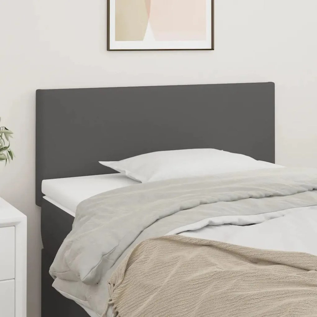 345736 vidaXL Cabeceira de cama couro artificial 80x5x78/88 cm cinzento