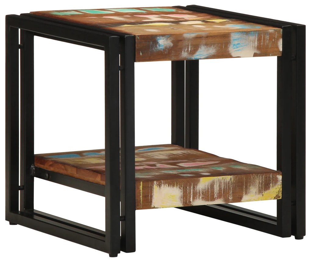 Mesa de Café Multicolorida 40x50x38 cm em Madeira Recuperada
