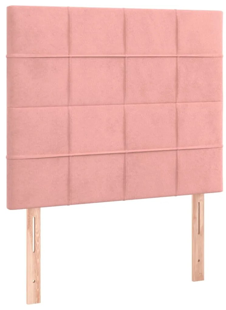 Estrutura de cama c/ cabeceira 90x190 cm veludo rosa