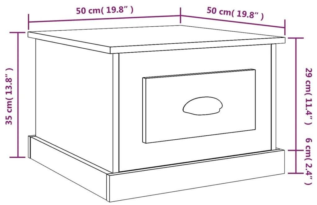 Mesa de centro 50x50x35 cm derivados madeira branco brilhante
