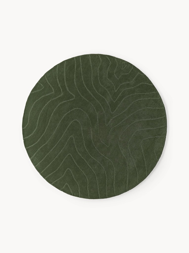 Tapete redondo em lã artesanal Aaron