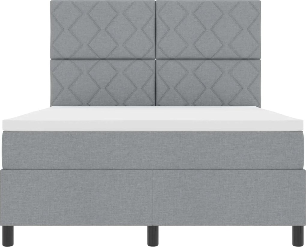 vidaXL Cama Box com colchão com led Cinzento-claro 160 x 200 cm tecido