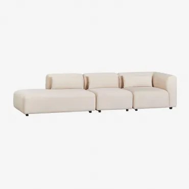 Sofá De Canto Modular Fogler De 3 Peças Com Chaise Longue Esquerda Bombazina Crema Linho - Sklum