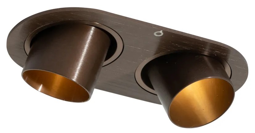 Foco embutido arredondado bronze escuro GU10 35mm inclinável 2 luzes - Installa