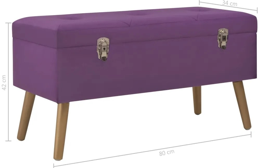 Banco com compartimento de arrumação 80 cm veludo roxo