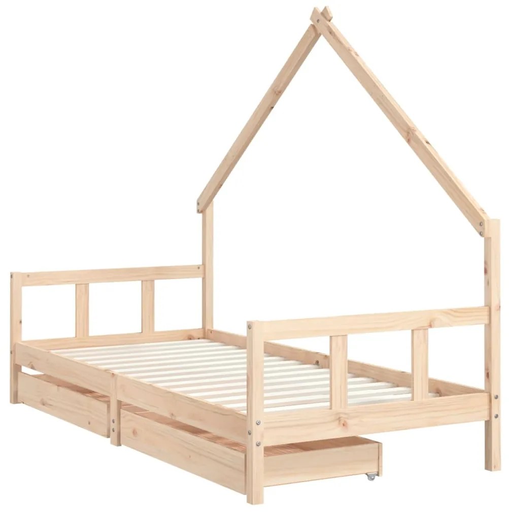 Estrutura de cama infantil c/ gavetas 90x200 cm pinho maciço