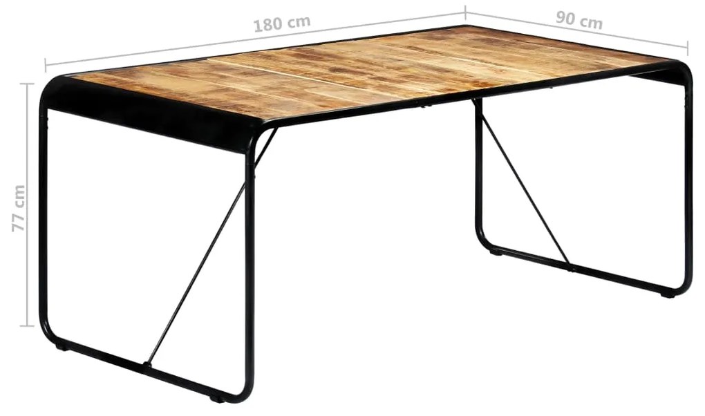 Mesa de jantar 180x90x76 cm madeira de mangueira maciça áspera