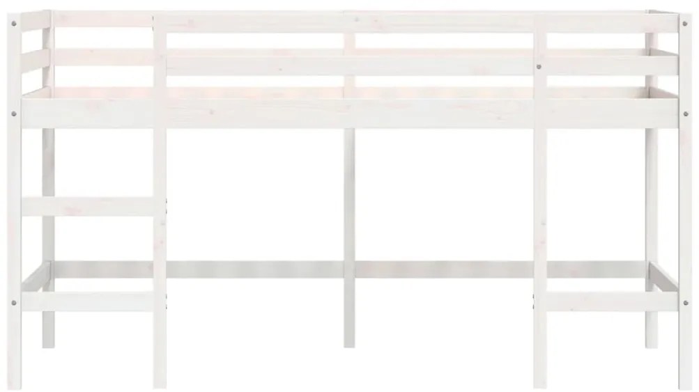 Cama alta p/ criança c/ escada 90x200 cm pinho maciço branco