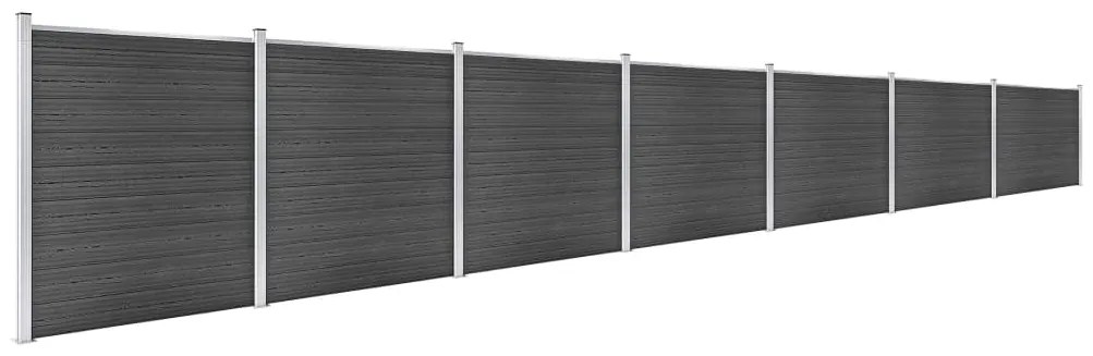 Conjunto de painel de vedação WPC 1218x186 cm preto