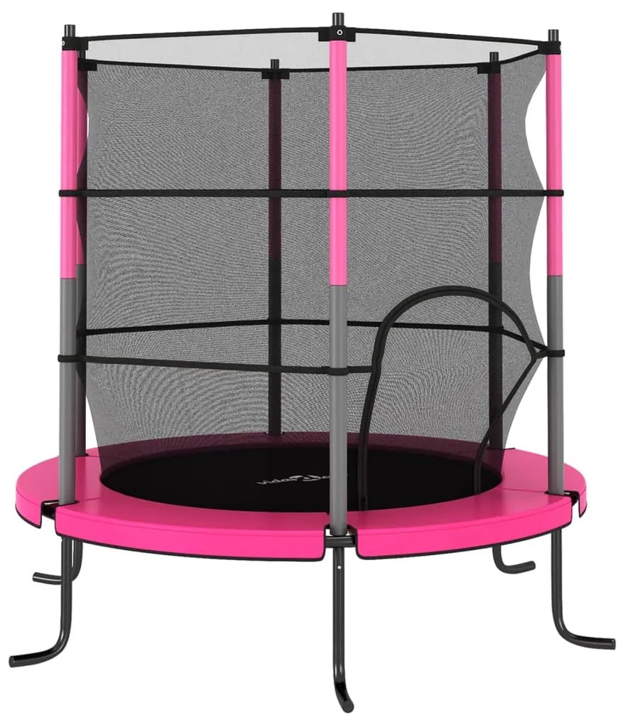 92955 vidaXL Trampolim com rede de segurança redondo 140x160 cm rosa