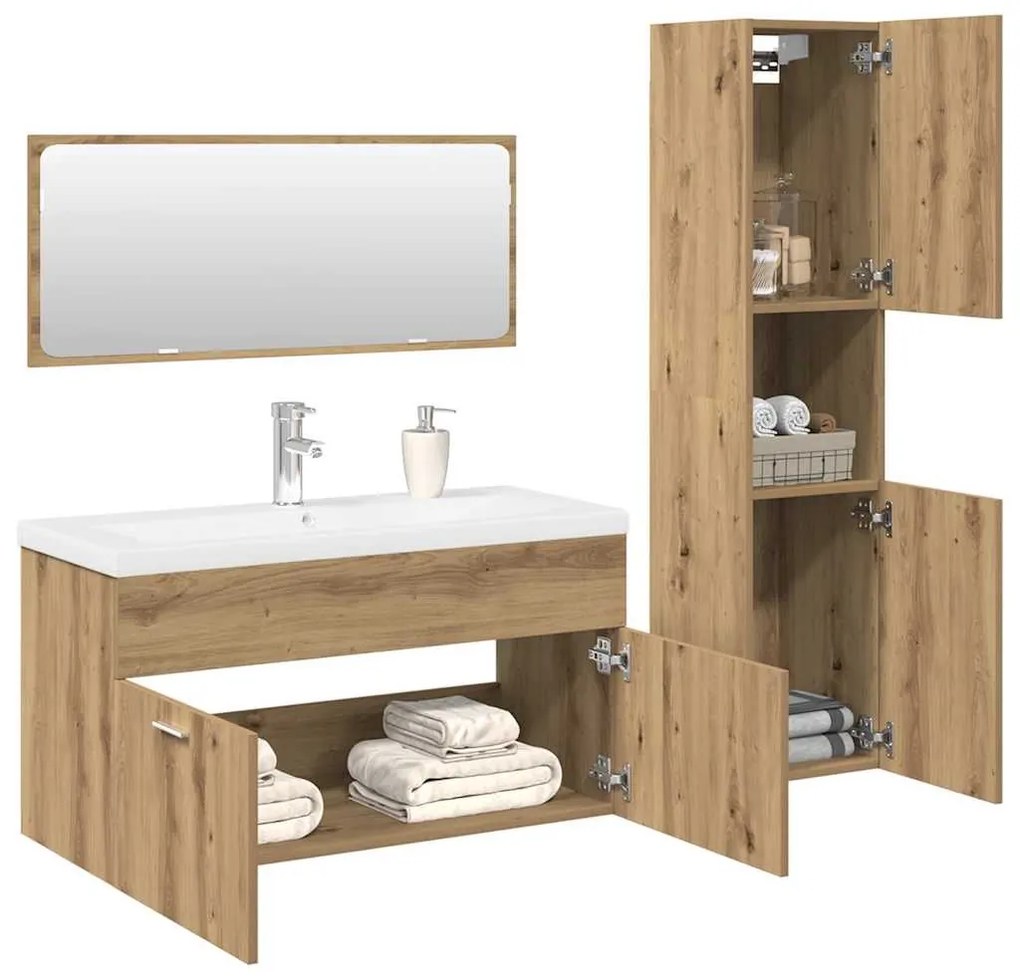 vidaXL 4 pcs móveis de casa de banho deriv. madeira carvalho artisiano