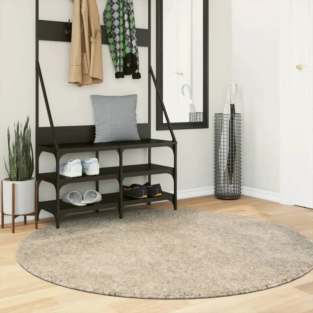 vidaXL Tapete de pelo alto com aspeto brilhante ISTAN Ø 160 cm bege