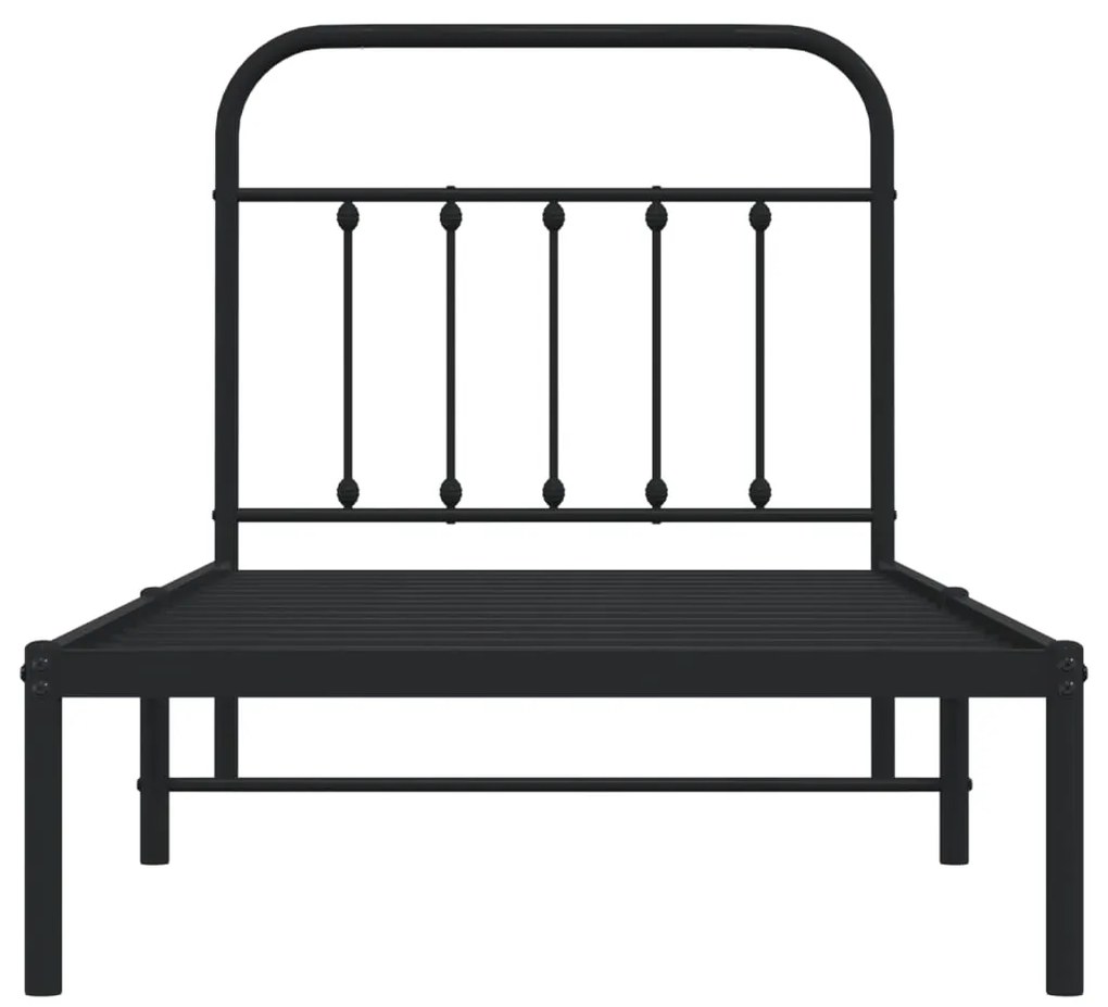 Estrutura de cama com cabeceira 80x200 cm metal preto