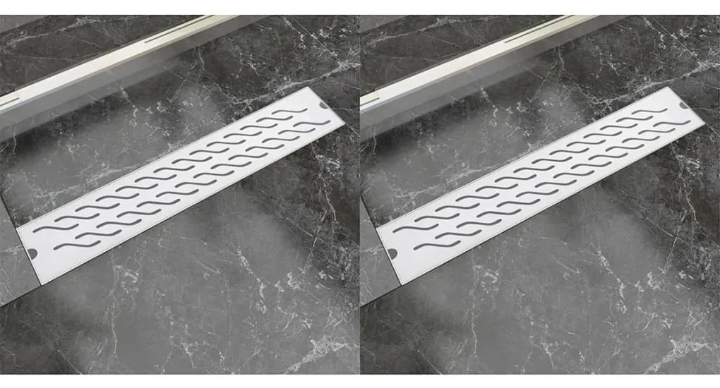 VidaXL Dreno de chuveiro linear 2 pcs onda 630x140 mm aço inoxidável
