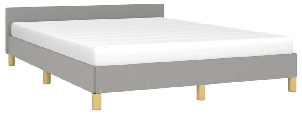 Estrutura de cama c/ cabeceira 140x190 cm tecido cinza-claro