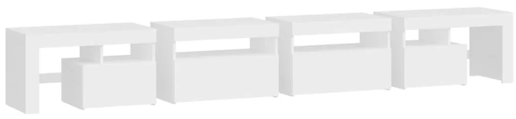 Móvel de TV com luzes LED 260x36,5x40 cm branco