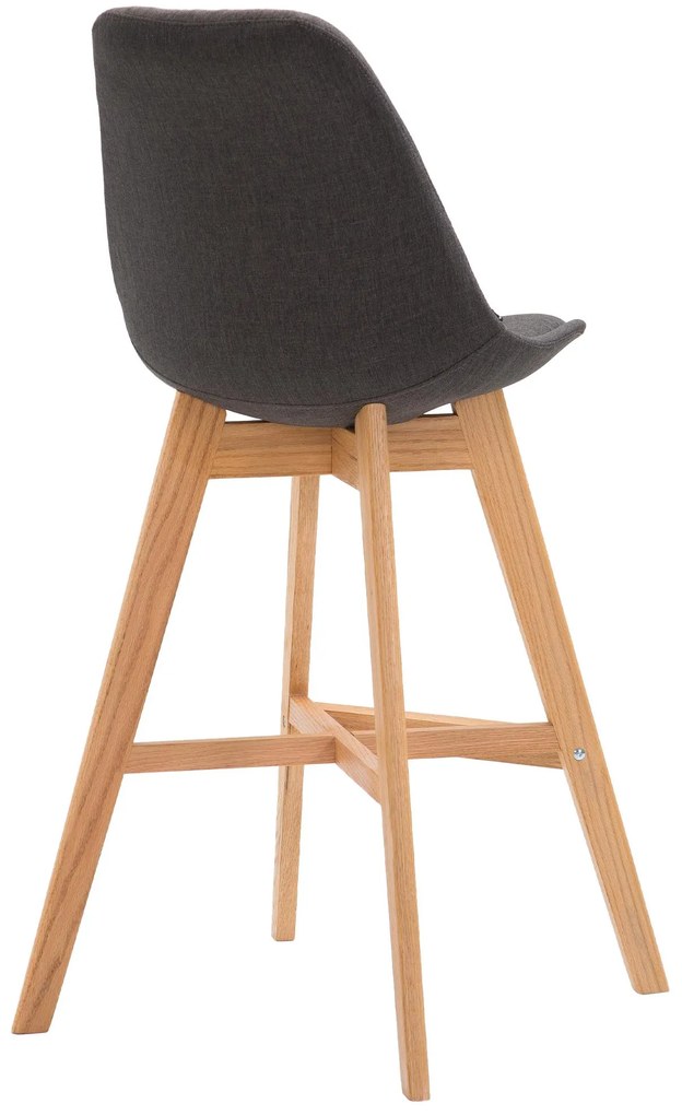 Banco de bar Cannes em tecido e com estrutura de Cor Natural 48 x 112 x 56 cm Cinzento escuro