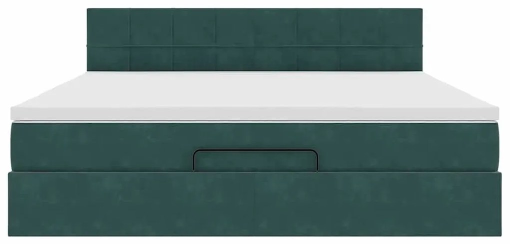 Estrutura de cama otomana com colchão 160x200 cm verde escuro