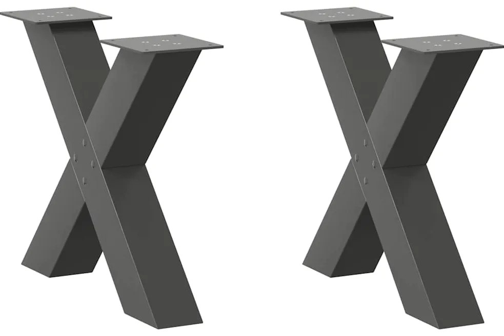 vidaXL Pés para mesa de centro em formato de X, 2 peças, antracite, 50x (42-43) cm, aço