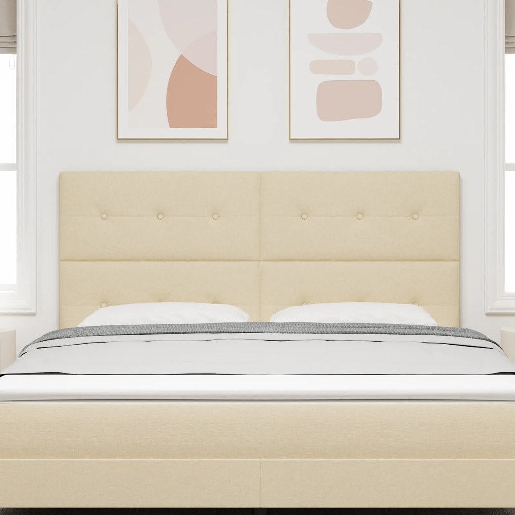Cabeceira vidaXL com Botões Estofada Creme 180 cm Tecido