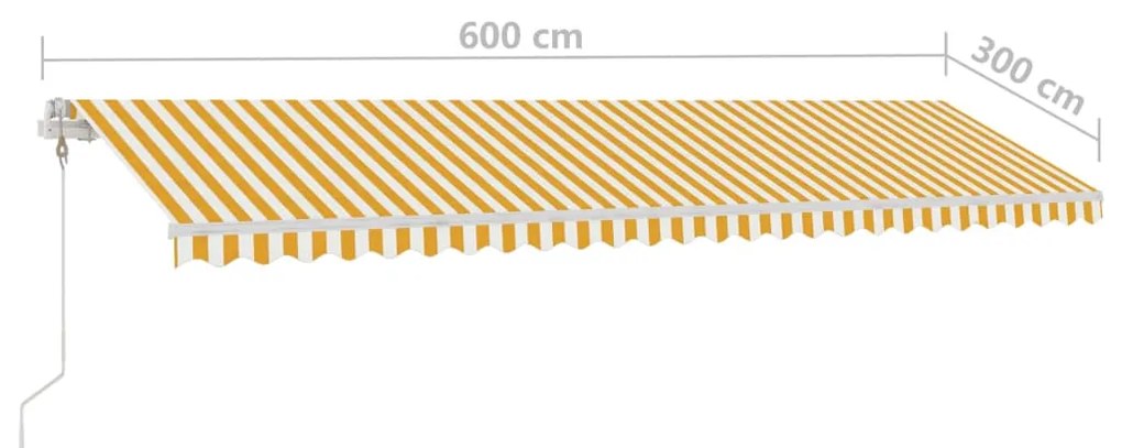 Toldo automático LED e sensor de vento 600x300cm amarelo/branco