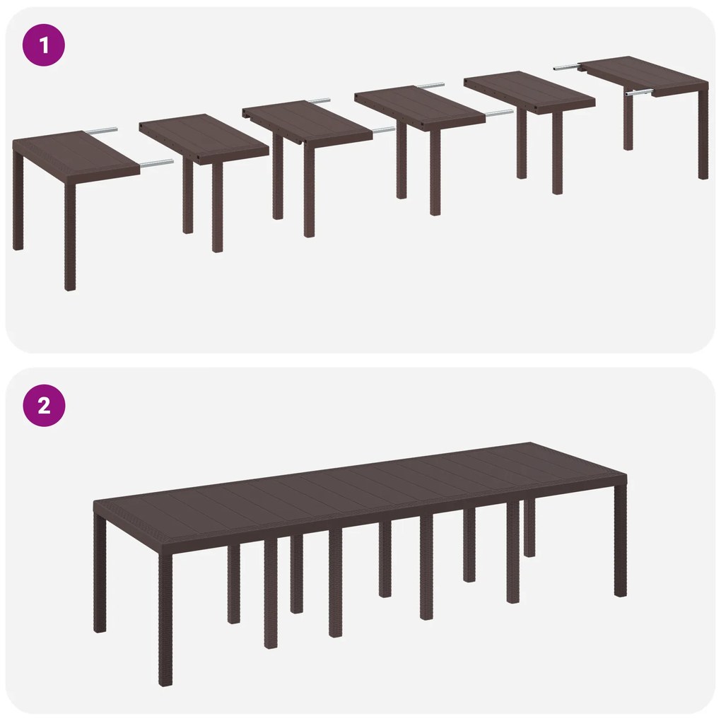 Conjunto de Jantar de 11 Peças com Almofadas Marrom Polirattan, Mesa p