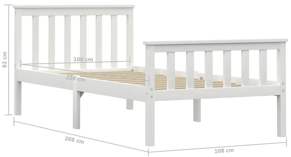Estrutura de cama em pinho maciço 90x200 cm branco